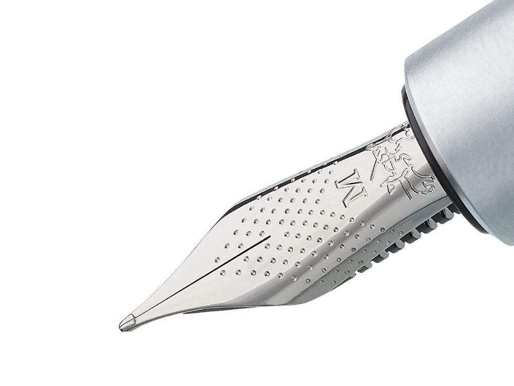 Faber-Castell E-Motion Pure Silver Fountain Pen, Metal, Silver, 148670