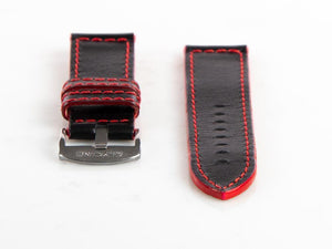 Glycine, Leather strap, 22mm, Black, LB9BRD-22