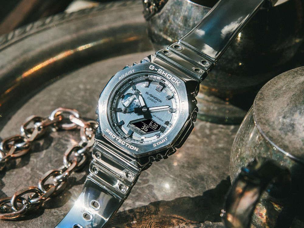 G-SHOCK Casio G-Steel Quartz Watch, Silver, 49.3mm × 44.4mm, GM-2100YM-8AER