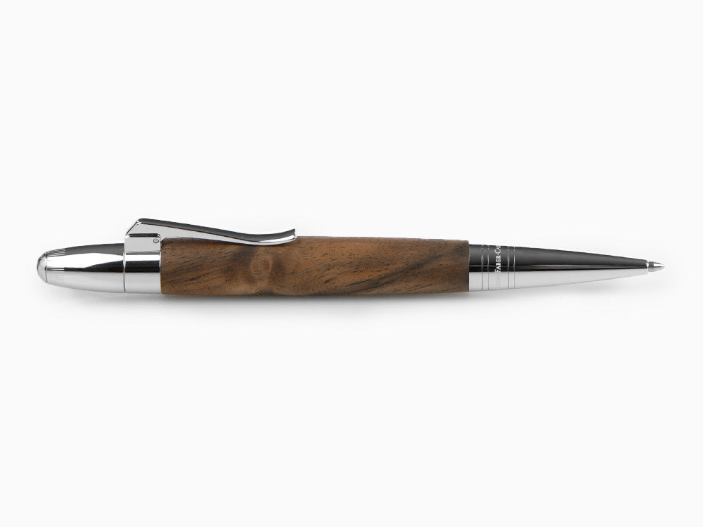 Graf von Faber-Castell Magnum Ballpoint pen, Walnut wood, Platinum trim, 146387