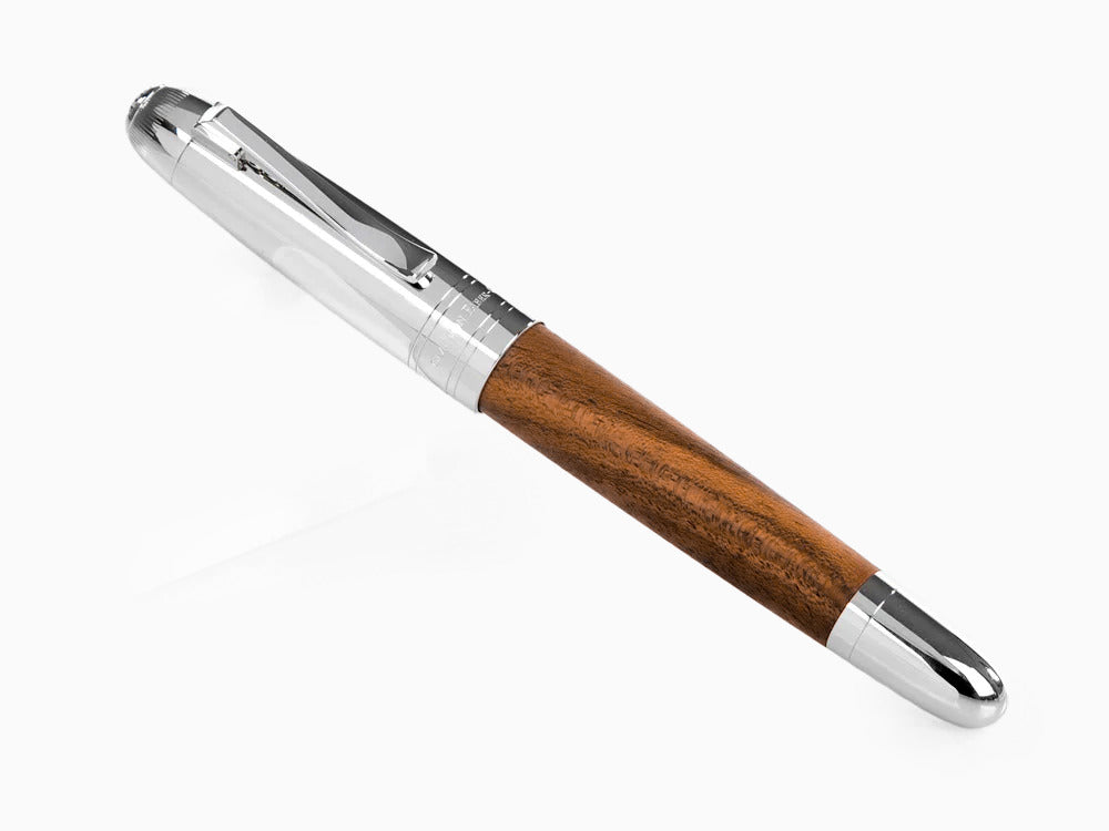 Graf von Faber-Castell Magnum Rollerball pen, Walnut wood, Platinum trim, 146388