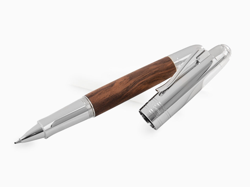 Graf von Faber-Castell Magnum Rollerball pen, Walnut wood, Platinum trim, 146388