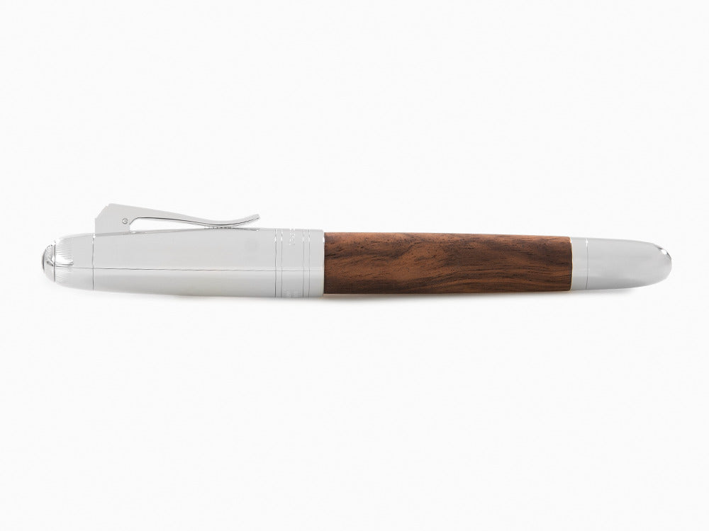 Graf von Faber-Castell Magnum Rollerball pen, Walnut wood, Platinum trim, 146388