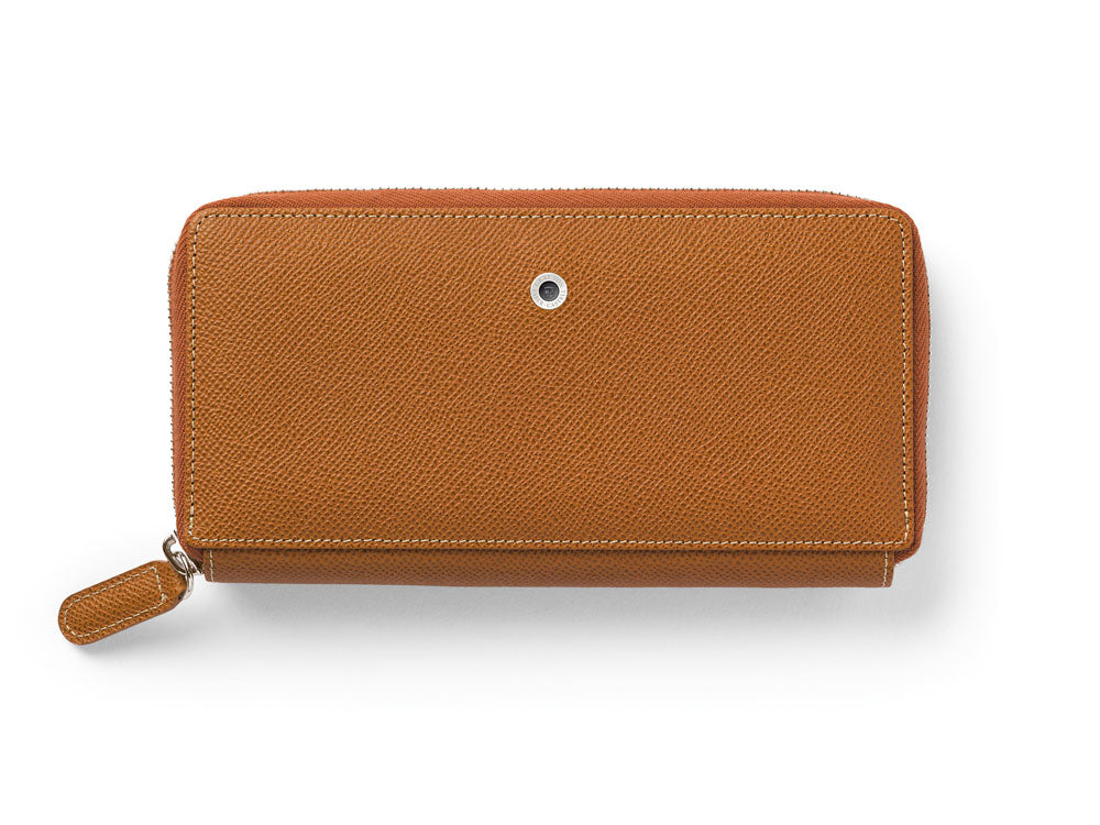 Graf von Faber-Castell Epsom Wallet, Cognac, Leather, 14 Cards, Zip, 118962