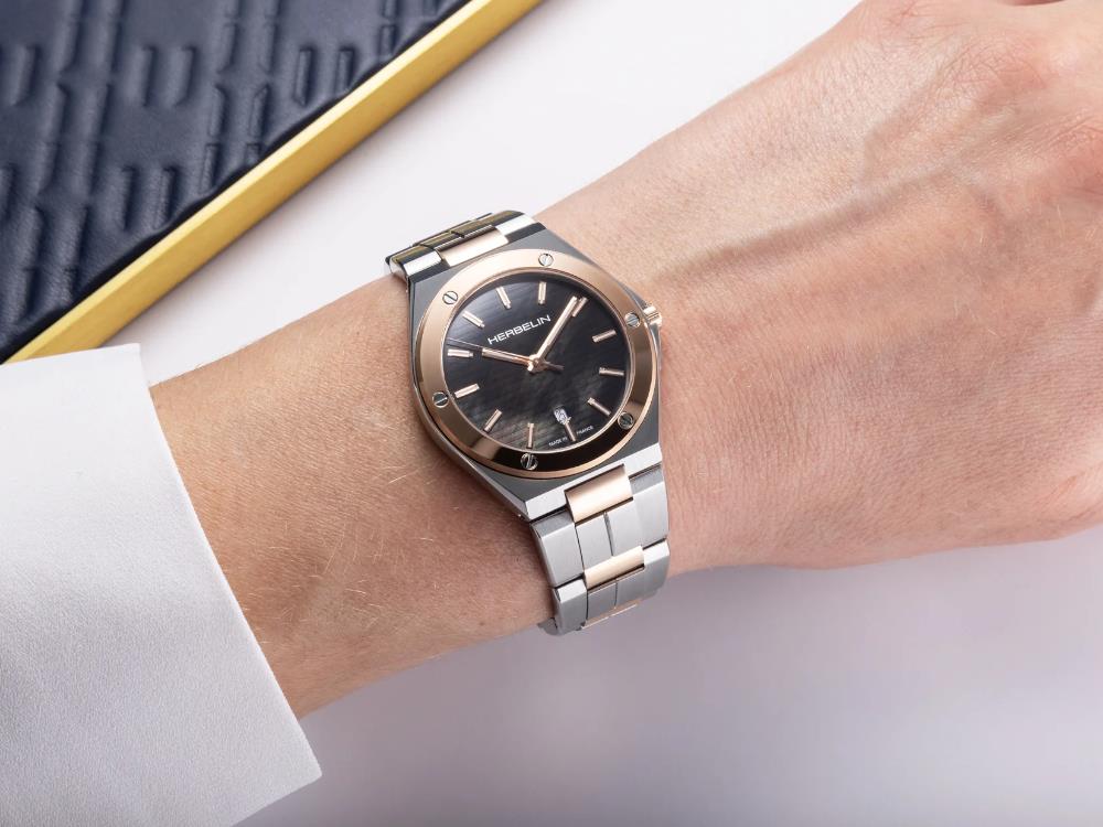 Herbelin Cap Camarat Quartz Watch, Stainless Steel, Black, 33 mm, 14545BTR49