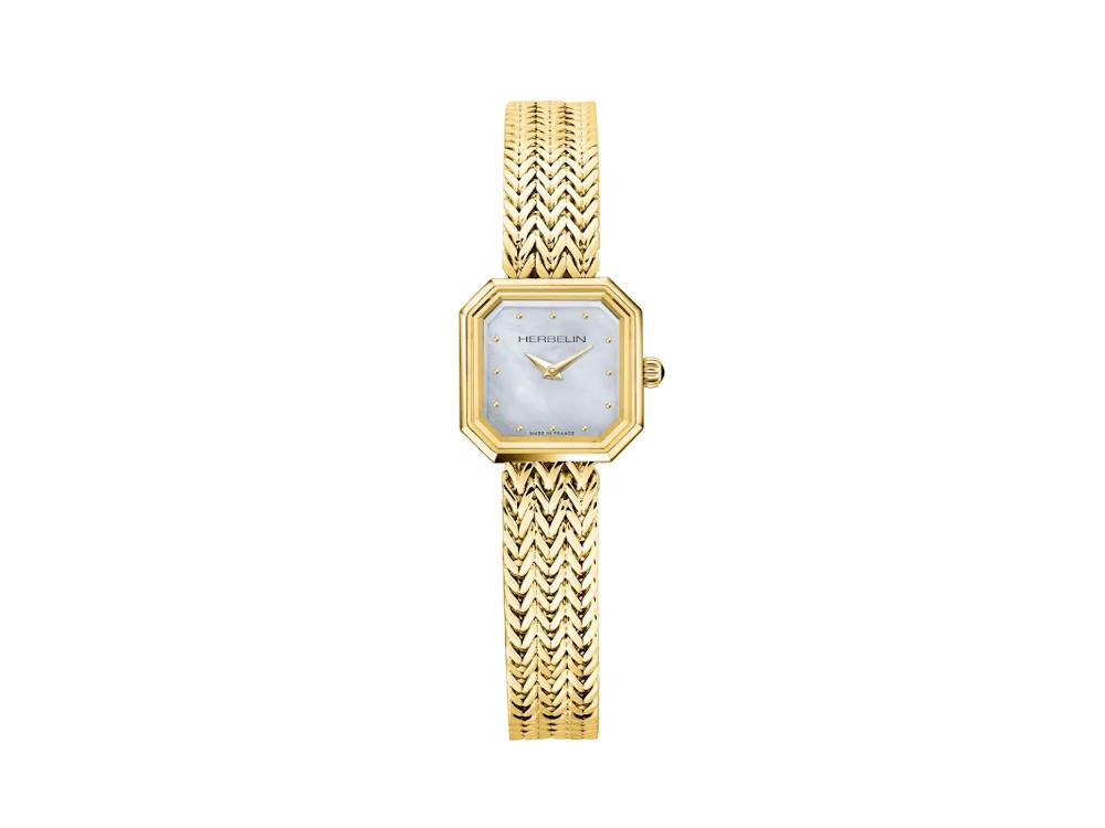Herbelin Octogone Quartz Watch, Stainless Steel, White, 22 mm, 17436BP19