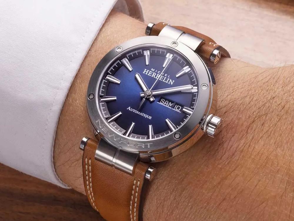 Herbelin Newport Automatic Watch, Blue, 42 mm, Day, 1768A15GD