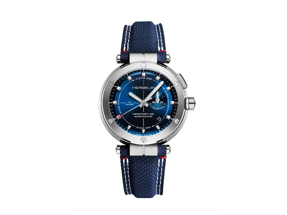Herbelin Newport Maréographe Quartz Watch, Blue, 43 mm, 24688A15