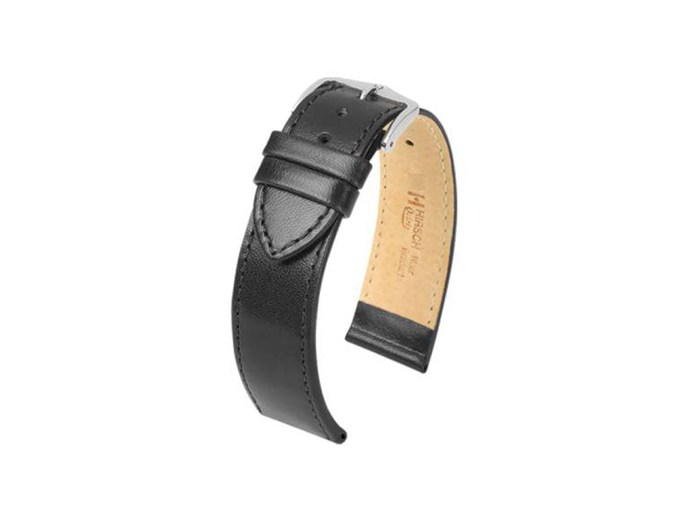 Hirsch Osiris Leather Strap, Black, 24 mm, L (200 mm), 03475050-2-24