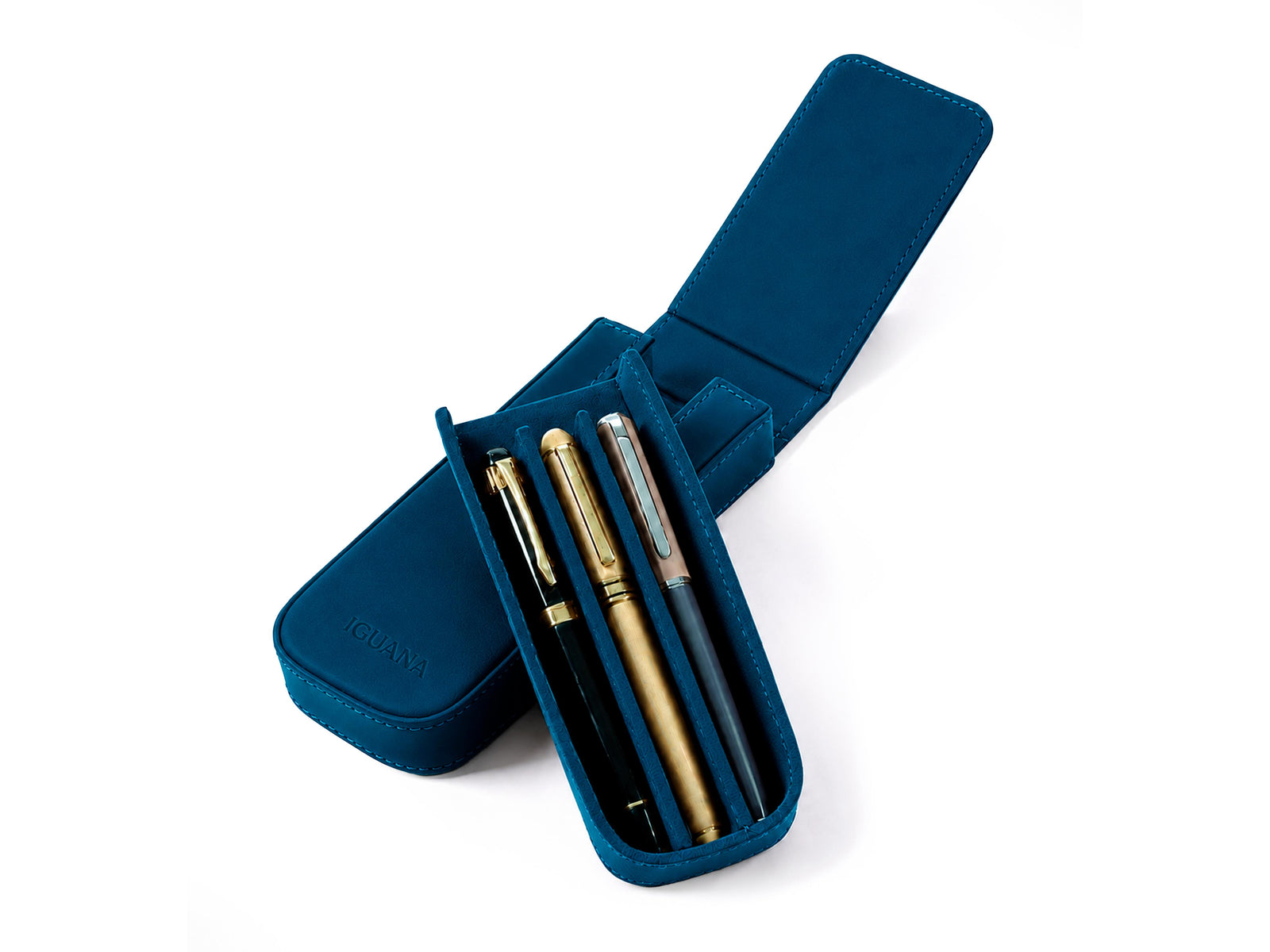 Iguana Pen Case Blue for 3 writing items, PEN-CASE-BLUE-3