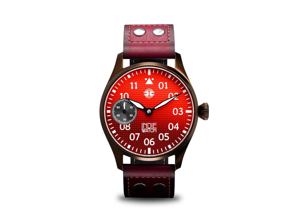 Indie Watch Swell Automatic Watch, PVD Bronze, Red, 42 mm, 257YB
