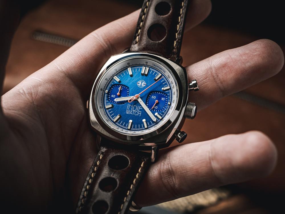 Indie Watch Strum Quartz Watch, Blue, 42 mm, Chronograph, 521K