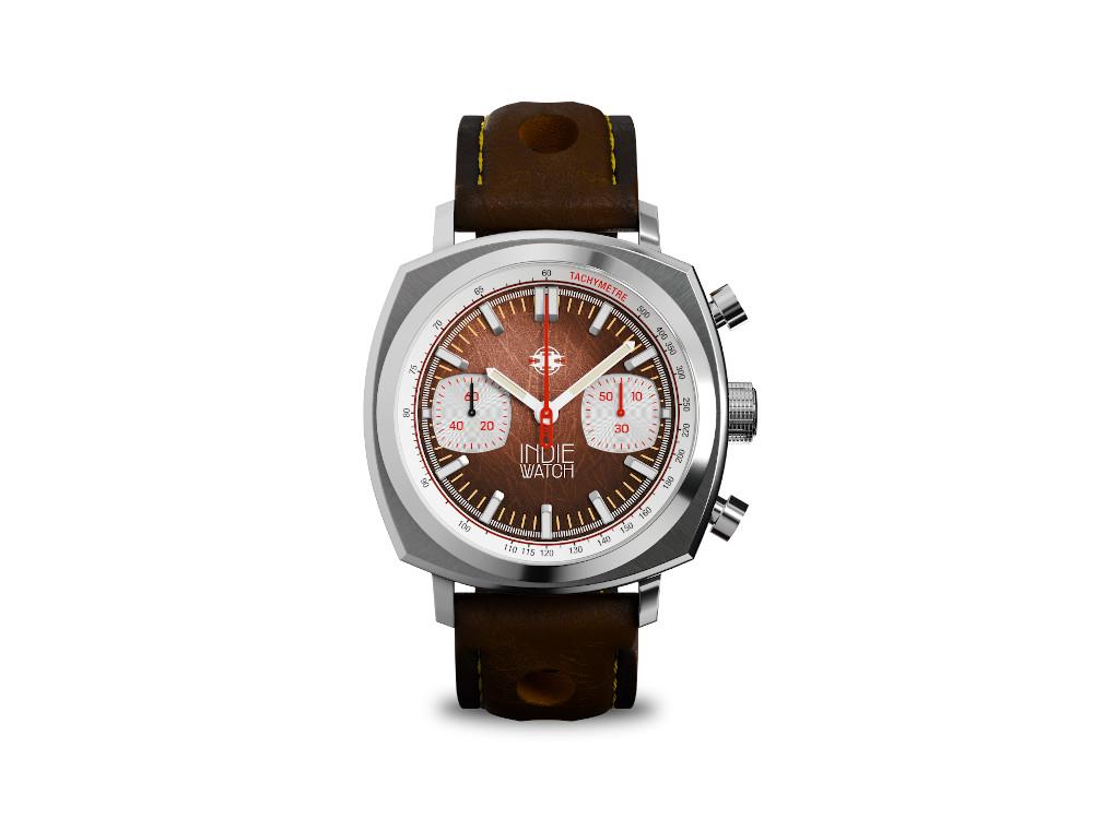 Indie Watch Strum Quartz Watch, Brown, 42 mm, Chronograph, 521S