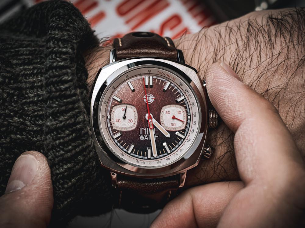 Indie Watch Strum Quartz Watch, Brown, 42 mm, Chronograph, 521S