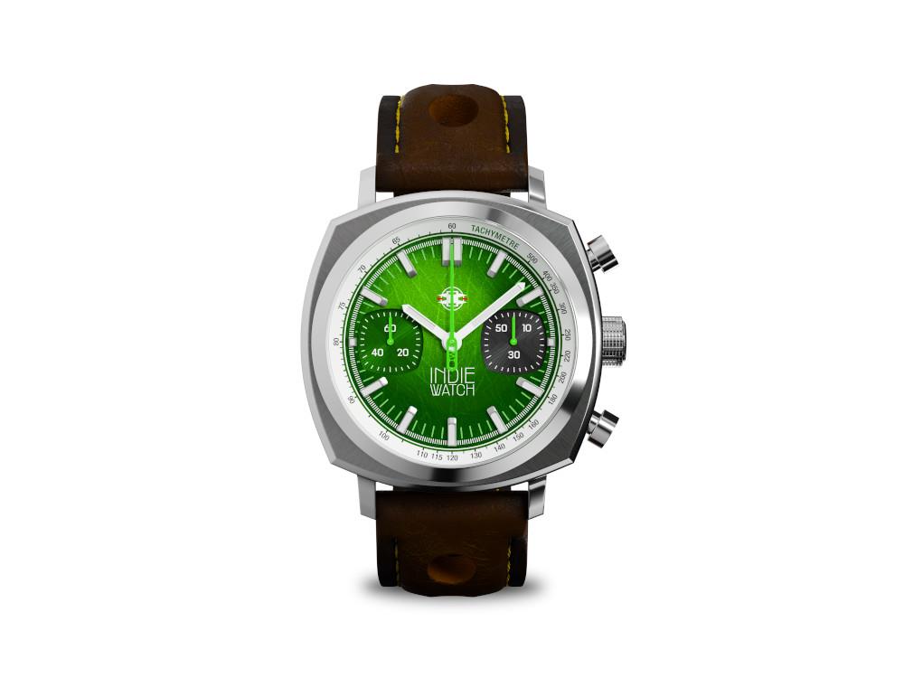 Indie Watch Strum Quartz Watch, Green, 42 mm, Chronograph, 521W