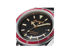 Ingersoll Scovill Automatic Watch, Stainless Steel, Black, Red Bezel, I05003
