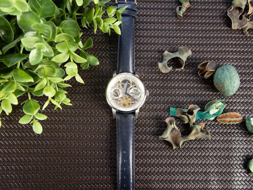 Ingersoll Jazz Automatic Watch, 44 mm, Silver, Moonphase, GMT, I07702