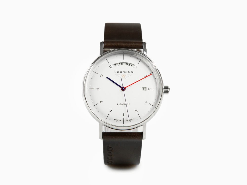 Bauhaus Automatic Watch, White, 41 mm, Day and date, 2162-1