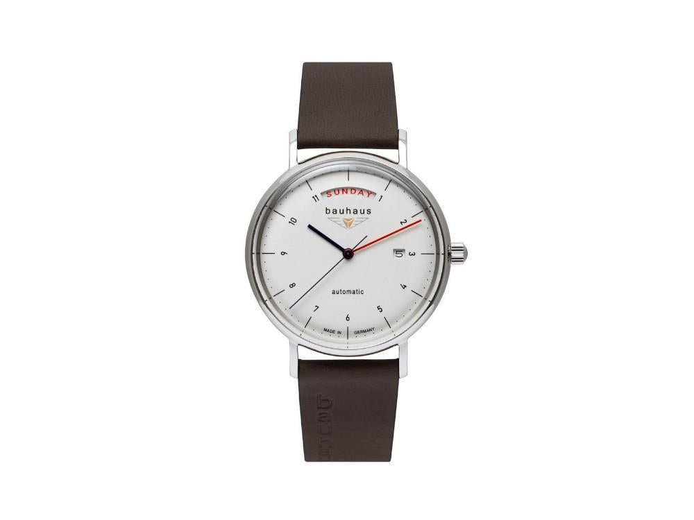 Dugena Orologio Automatico Uomo Festa Bauhaus - Quadrante Bianco, Cassa Acciaio 38,5mm, Vetro Zaffiro