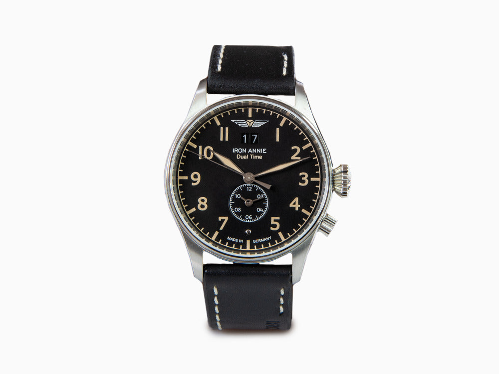 Iron Annie Cockpit Quartz Watch, Black, 42 mm, GMT, Day, 5140-2