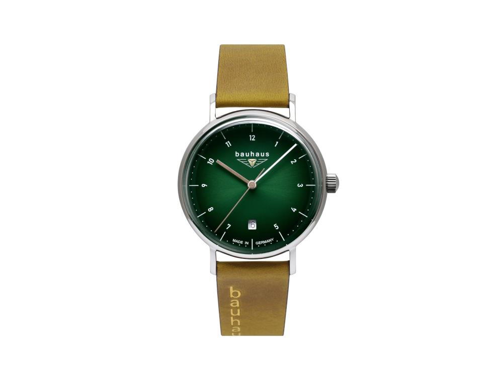 Bauhaus Ladies Quartz Watch, Green, 36 mm, Day, 2141-4