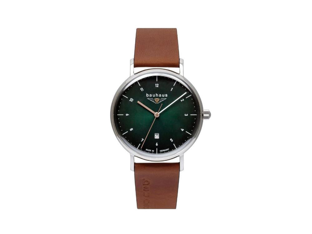 Bauhaus Quartz Watch, Green, 41 mm, Day, 2140-4