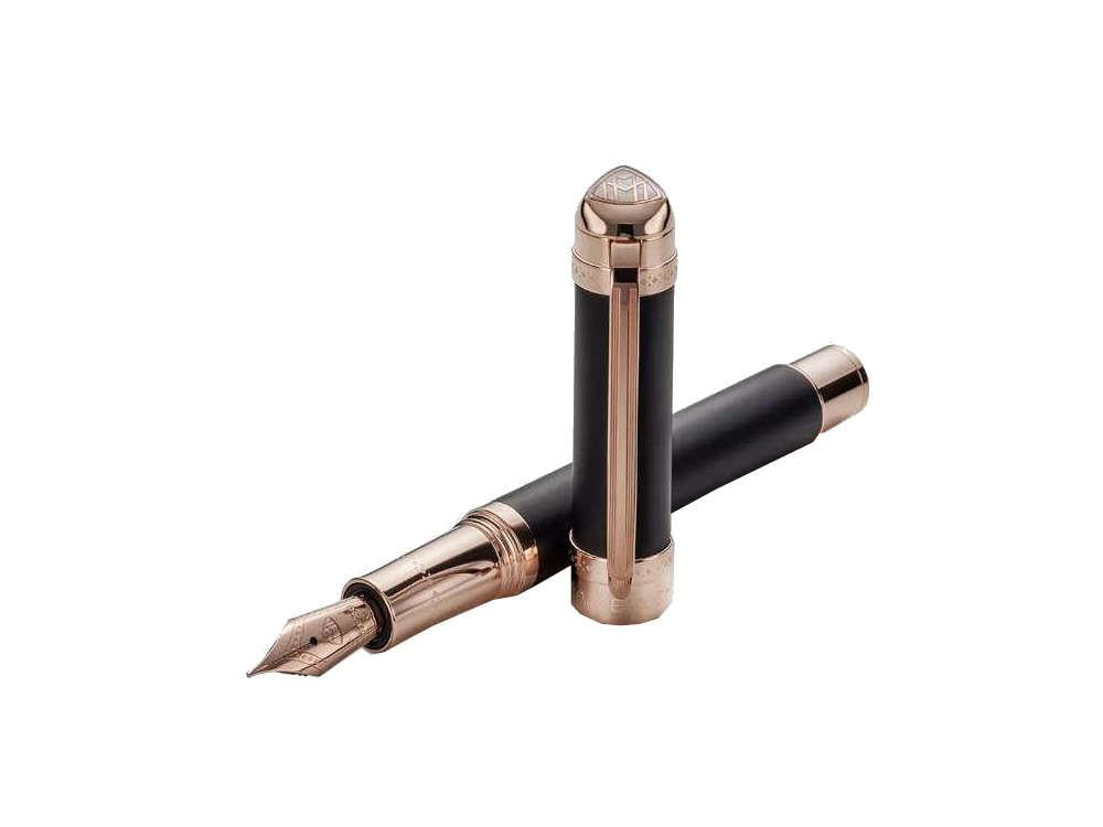 Maybach The Peak I Fountain Pen, Volcanic Black, Rose Gold