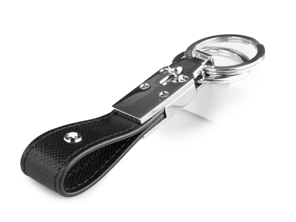Montblanc Sartorial Key ring, Brass, Leather, Black, 2 Rings, 114627