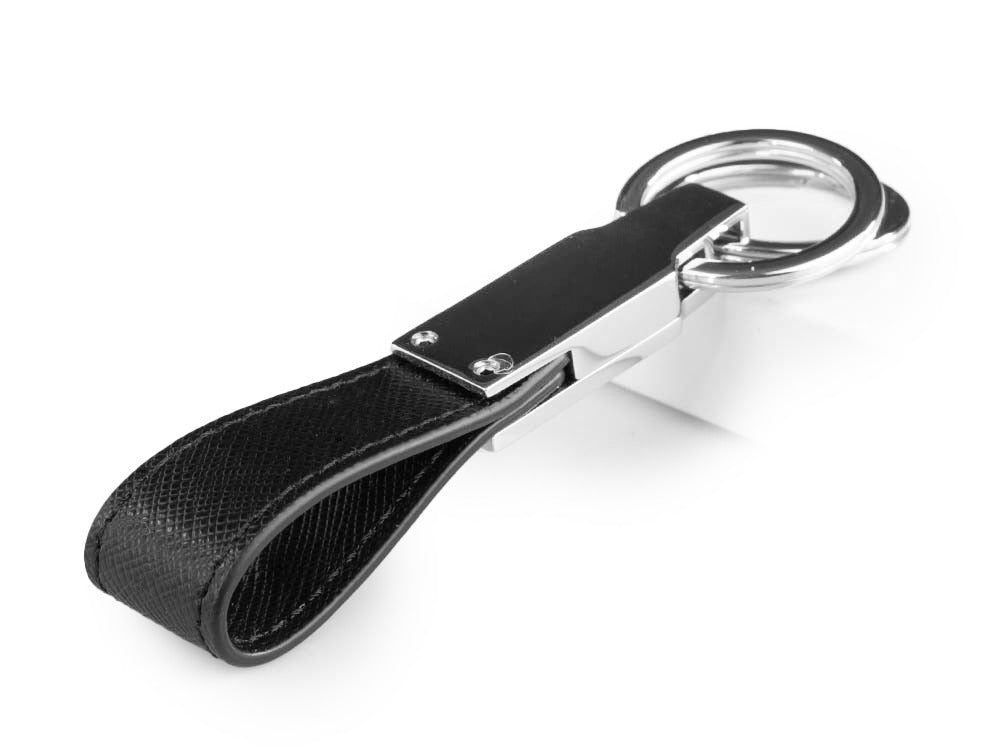 Montblanc Sartorial Key ring, Brass, Leather, Black, 2 Rings, 114627