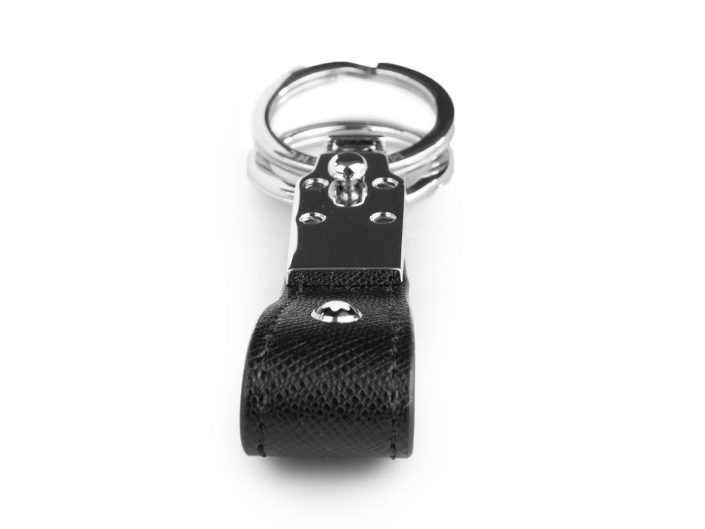 Montblanc Sartorial Key ring, Brass, Leather, Black, 2 Rings, 114627