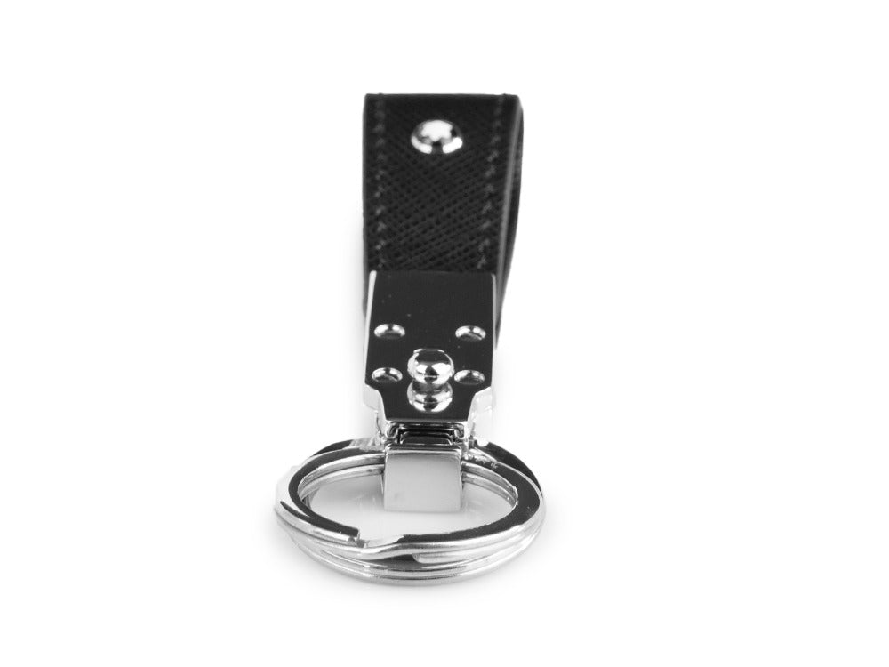 Montblanc Sartorial Key ring, Brass, Leather, Black, 2 Rings, 114627