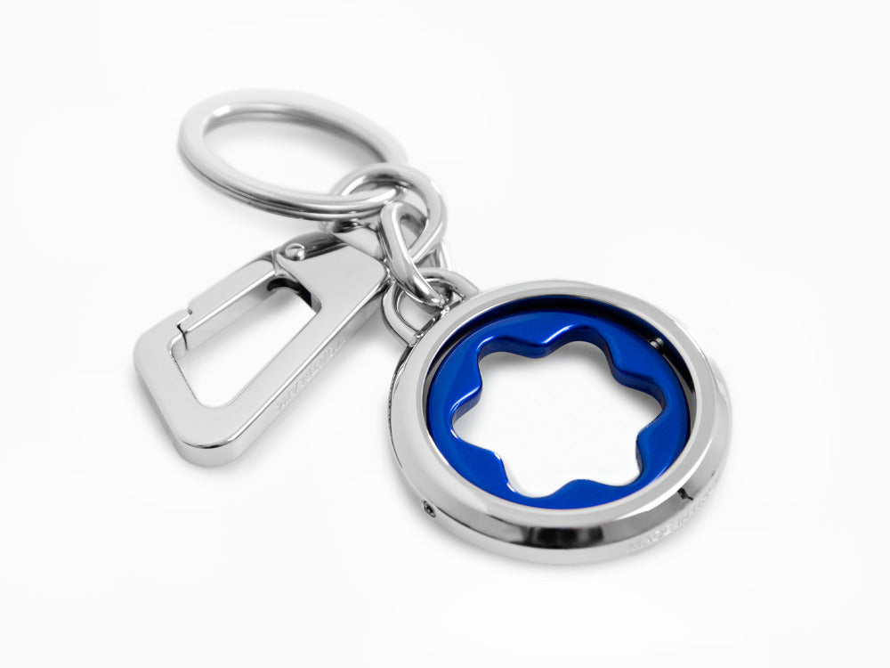 Montblanc Meisterstück Spinning Emblem Key ring, Stainless steel, Blue, 128743