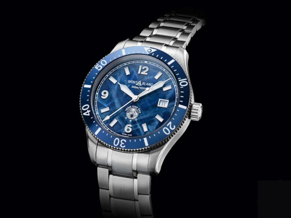 Montblanc 1858 Iced Sea Automatic Date Watch, Ceramic, Blue, 41 mm 