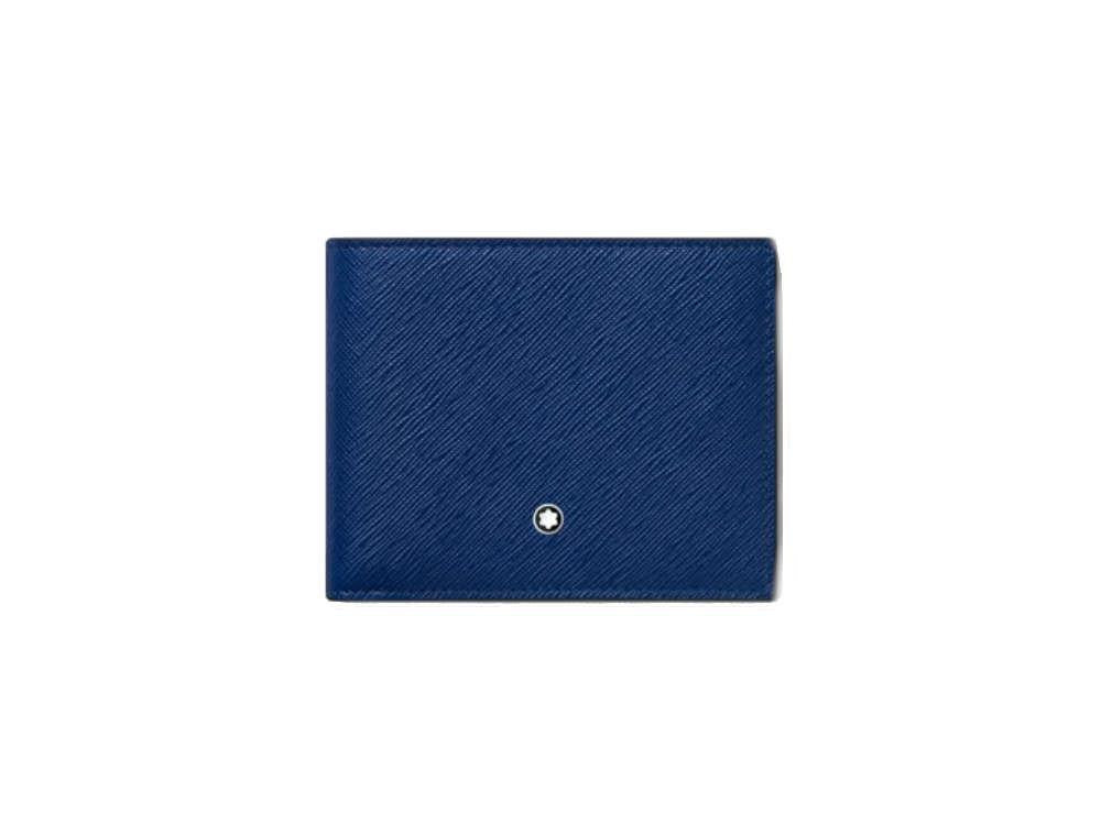 Montblanc Sartorial Wallet, Leather, Jacquard, Blue, 6 Cards, 130812