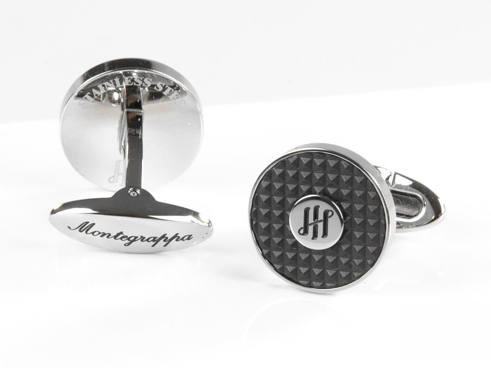 Montegrappa Clou Ambigram Cufflinks, Stainless steel. IP Black, IDA3CLSB