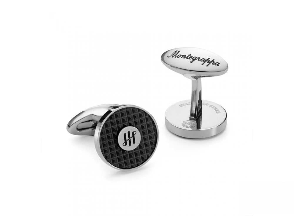 Montegrappa Clou Ambigram Cufflinks, Stainless steel. IP Black, IDA3CLSB