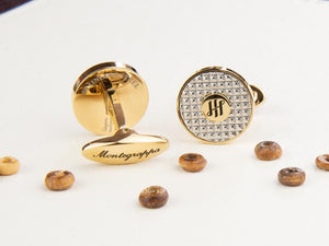 Montegrappa Clou Ambigram Cufflinks, Stainless steel, IP Yellow Gold, IDA3CLYS