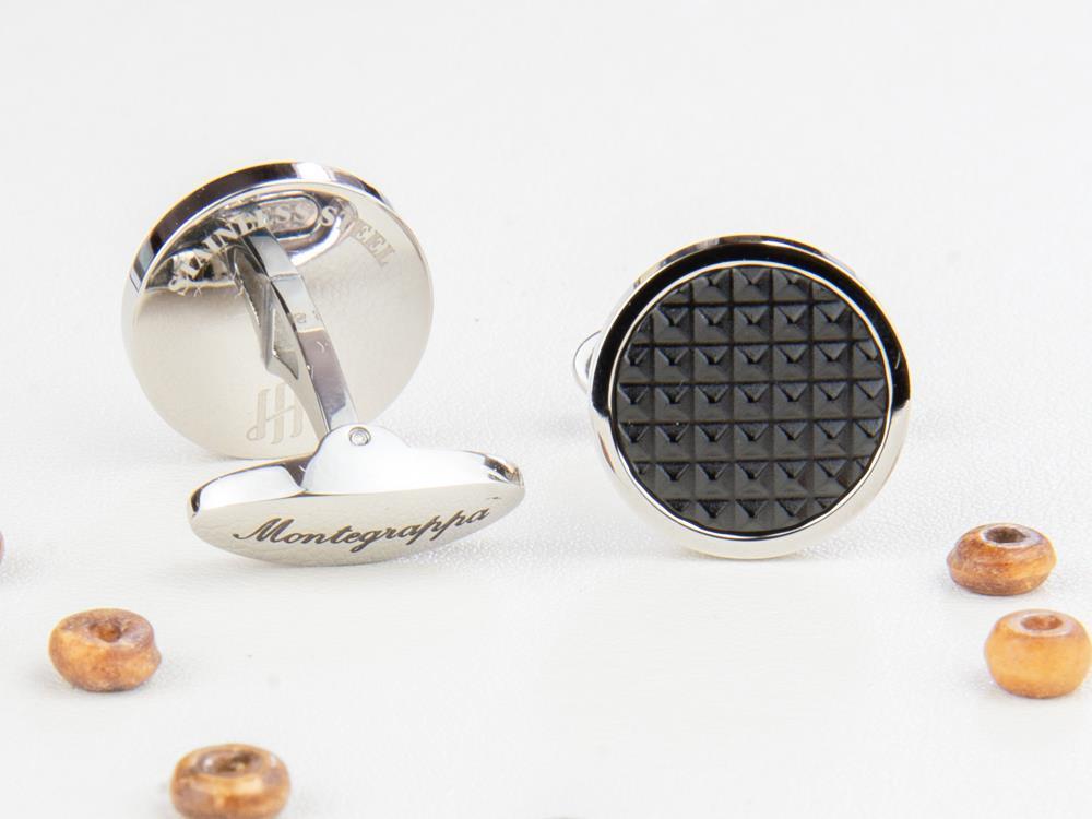 Montegrappa Clou Cufflinks, Stainless steel. IP Black, IDCPCLSB