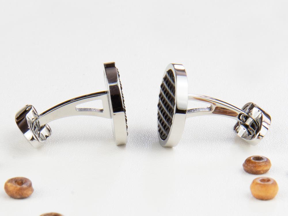 Montegrappa Clou Cufflinks, Stainless steel. IP Black, IDCPCLSB