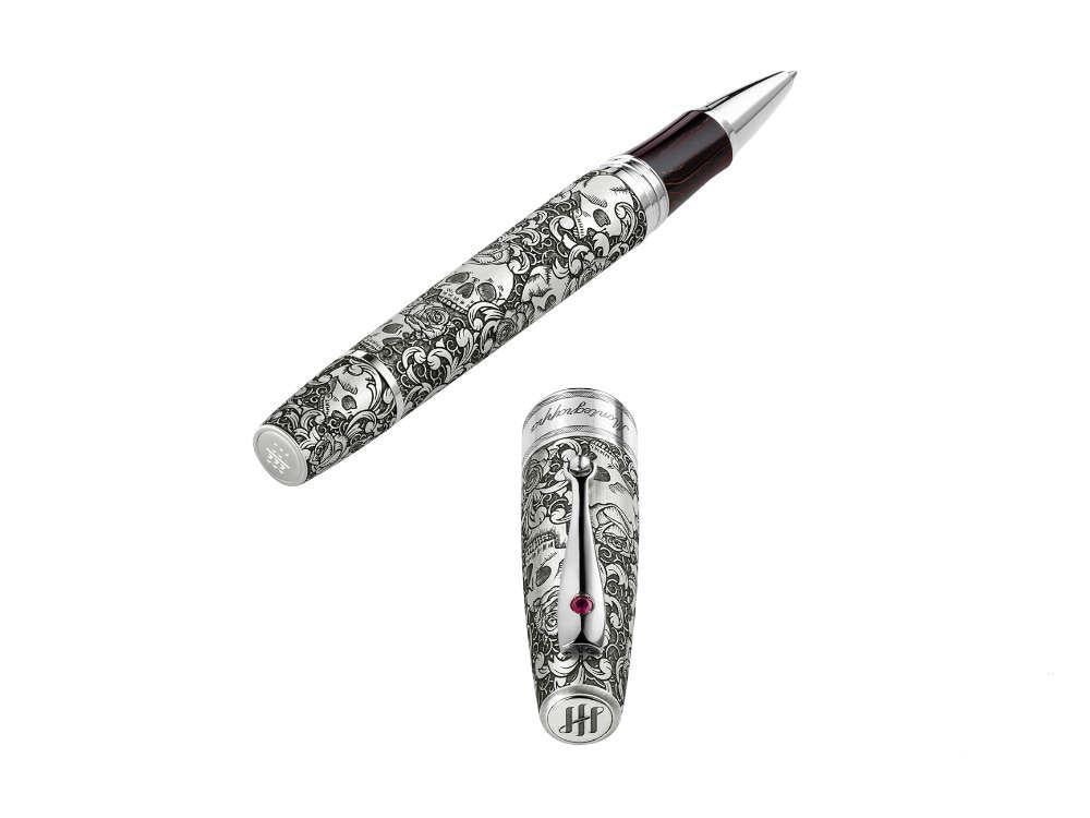 Montegrappa Skulls & Roses Rollerball pen, Silver, Limited Edition, ISSKNRSE