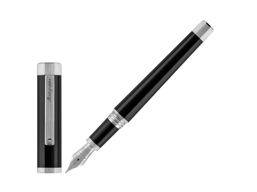 Montegrappa Otto Fountain Pen, Black, Palladium trim, ISZ8I-8P