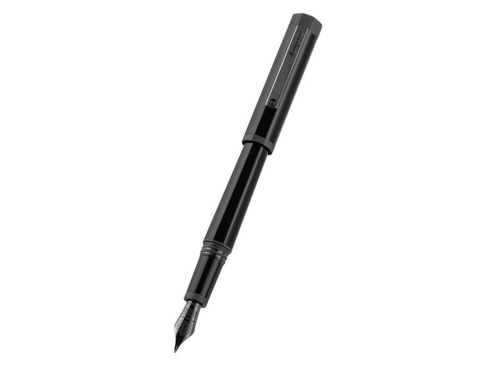 Montegrappa Otto Fountain Pen, Acrylic Resin, Black, PVD, ISZ8I-8C
