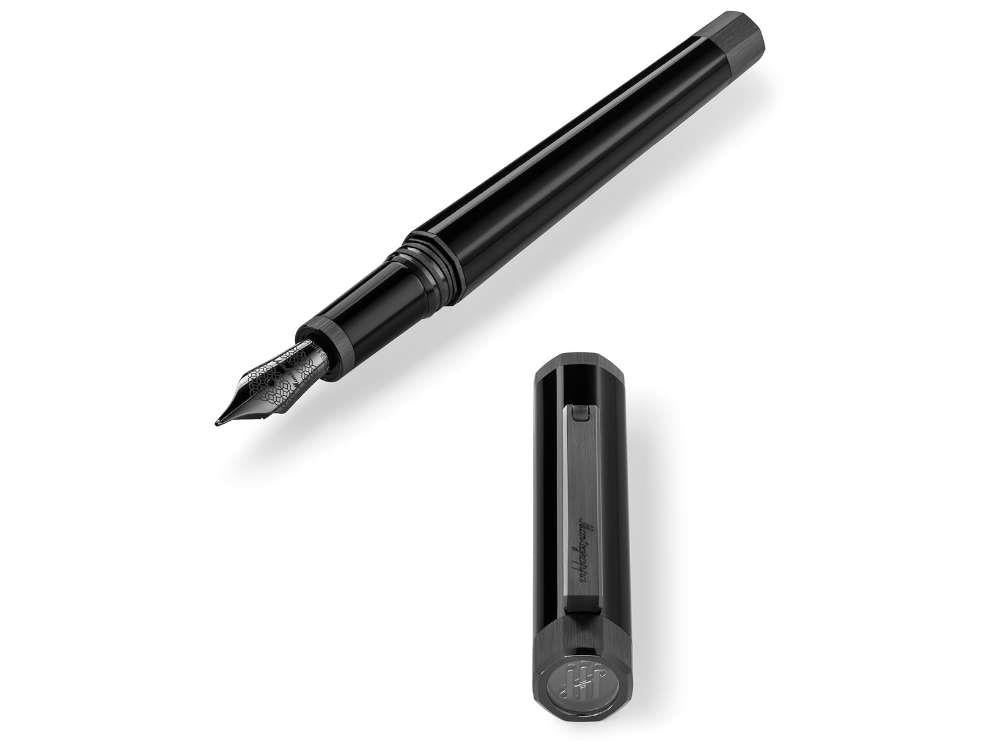 Montegrappa Otto Fountain Pen, Acrylic Resin, Black, PVD, ISZ8I-8C