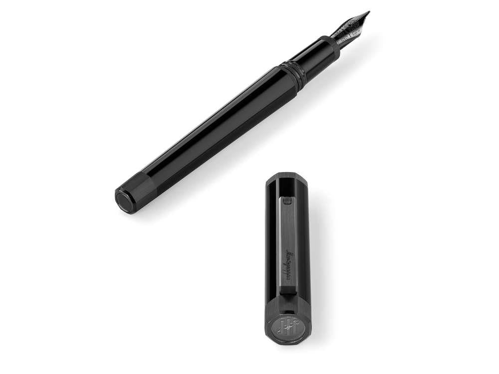 Montegrappa Otto Fountain Pen, Acrylic Resin, Black, PVD, ISZ8I-8C