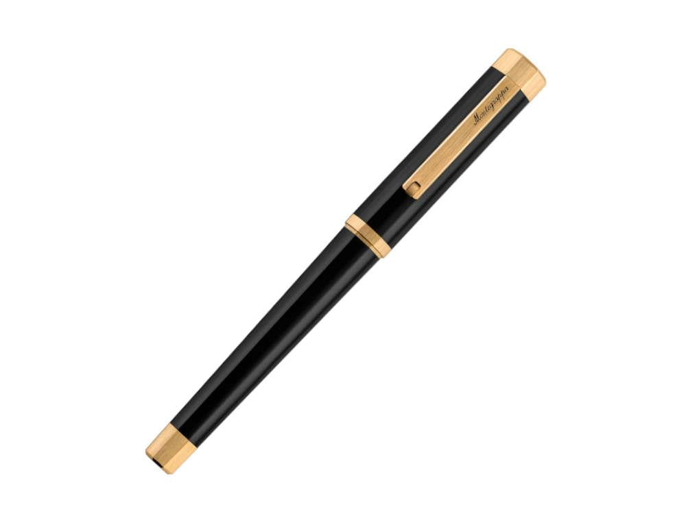 Montegrappa Otto Fountain Pen, Black, Gold plated, ISZ8I-8Y