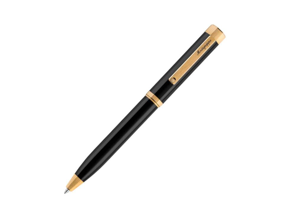 Montegrappa Otto Ballpoint pen, Acrylic Resin, Black, Gold plated, ISZ8IBIY