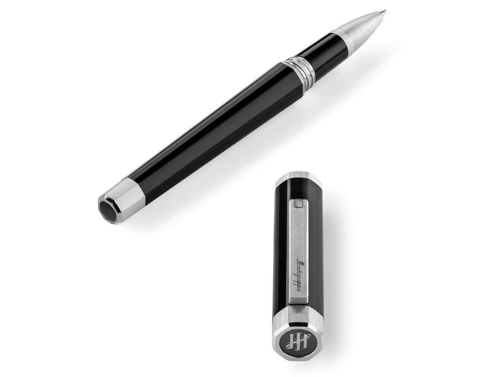 Montegrappa Otto Rollerball pen, Acrylic Resin, Black, Palladium trim, ISZ8IRIP