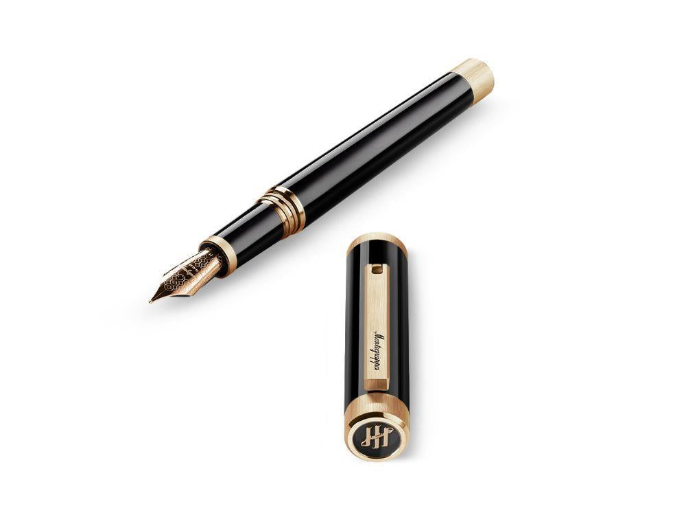 Montegrappa Zero Zodiac Caduceus Fountain Pen Yellow Gold Nib Steel