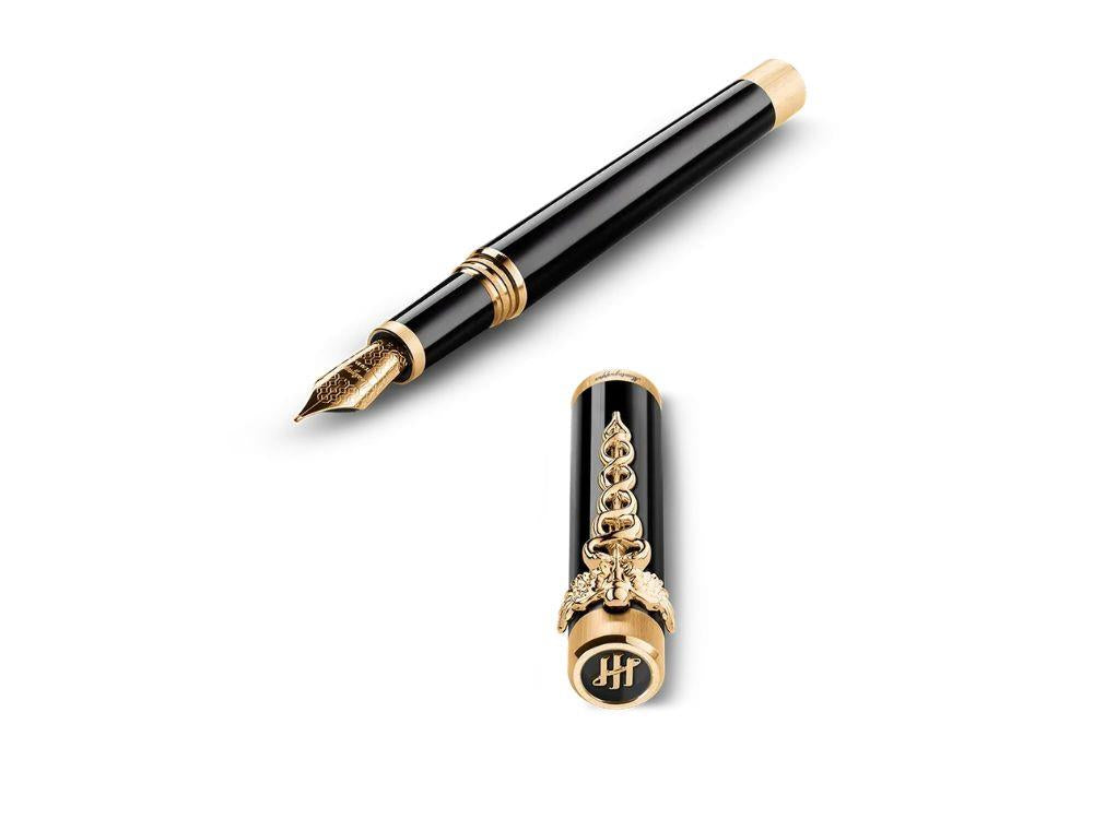 Montegrappa Zero Caduceus Fountain Pen Yellow Gold Nib Steel