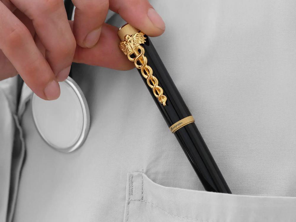 Montegrappa Zero Zodiac Caduceus Fountain Pen Yellow Gold Nib Steel
